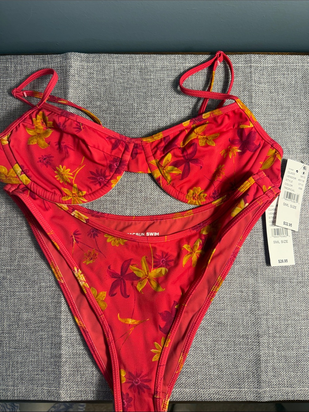 PACSUN Bikini Set - Floral Underwire Bikini Top and High Cut Bottoms NWT
